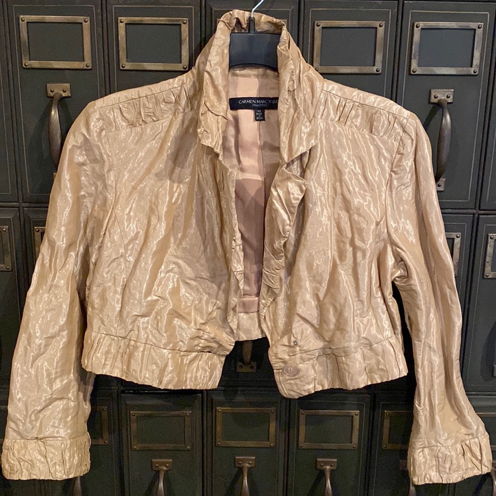 CARMEN MARC VALVO Collection metallic bolero jacket